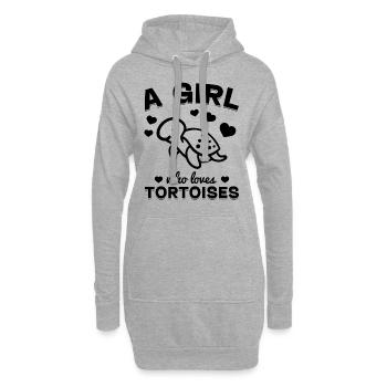 Une fille qui aime les tortues, - Sweat-shirt à capuche long Femme - gris chiné - Devant