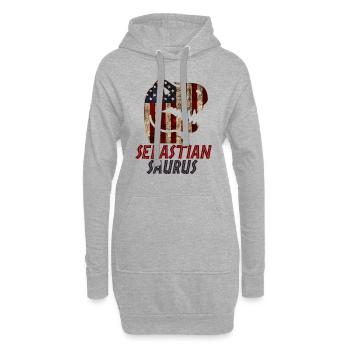 Patriotique Sebastian Dinosaur Sebastiansaurus - Sweat-shirt à capuche long Femme - gris chiné - Devant