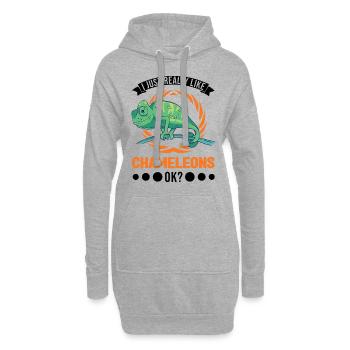 Chameleon Cadeau Caméléon - Sweat-shirt à capuche long Femme - gris chiné - Devant