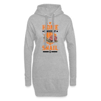 La maison est l’endroit où mon escargot est Schnecke - Sweat-shirt à capuche long Femme - gris chiné - Devant