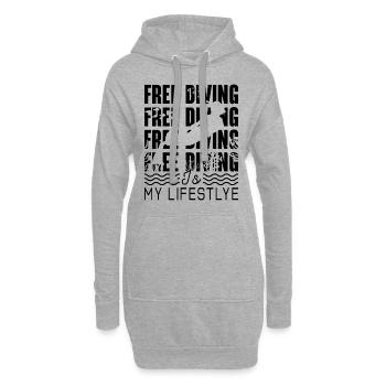 Freitaucher Freitauchen Tauchen Apnoe Geschenkidee - Hoodie-Kleid - Grau meliert - Vorne