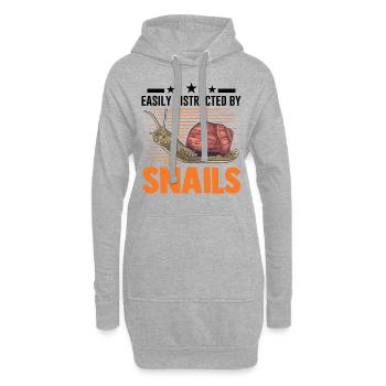 Facilement distrait par Snails Snail - Sweat-shirt à capuche long Femme - gris chiné - Devant