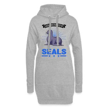 Facilement distrait par seals Sea Lion Seal - Sweat-shirt à capuche long Femme - gris chiné - Devant