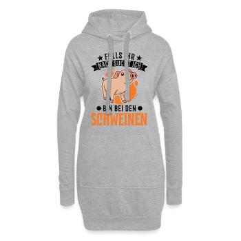 Falls ihr nach sucht ich Bin bei den Schweinen - Hoodie-Kleid - Grau meliert - Vorne
