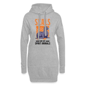 Robbe Spirit Animal Seelöwe - Hoodie-Kleid - Grau meliert - Vorne