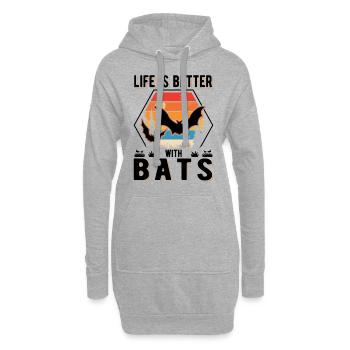 Life is better with Bats Fledermaus - Hoodie-Kleid - Grau meliert - Vorne