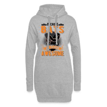 Because Bats are freaking awesome Fledermaus - Hoodie-Kleid - Grau meliert - Vorne