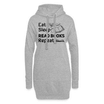 Manger dormir Lire des livres Répéter Book Lover Bookworm - Sweat-shirt à capuche long Femme - gris chiné - Devant