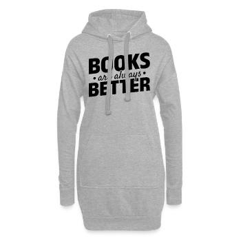 Books Are Always Better Bookworm Reading Library - Hoodie-Kleid - Grau meliert - Vorne