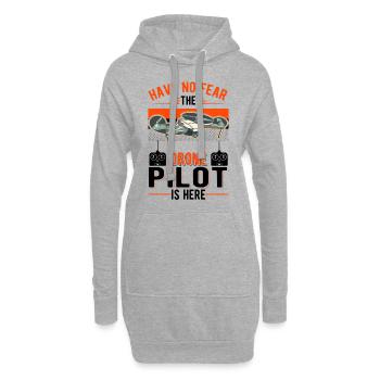 Drohne Geschenk Drohnenpilot Quadrocopter - Hoodie-Kleid - Grau meliert - Vorne