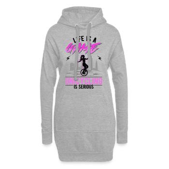 Einradfahrerin Geschenk Einrad Mädchen - Hoodie-Kleid - Grau meliert - Vorne