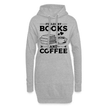 Fueled By Books And Coffee Book Lover Book Reading - Hoodie-Kleid - Grau meliert - Vorne