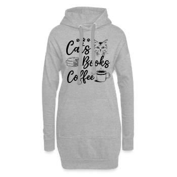 Cats Books Coffee Cat Owner Cat Lover Reading Book - Hoodie-Kleid - Grau meliert - Vorne