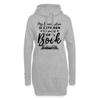 Book Lover My Favorite Place Is Between The Pages - Hoodie-Kleid - Grau meliert - Vorne