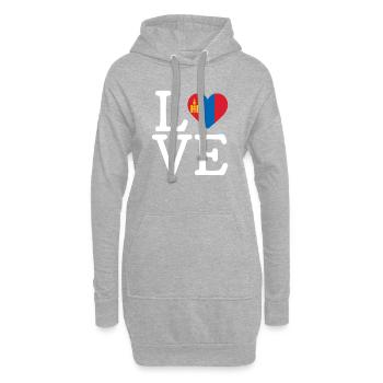 I love Mongolia, Mongolian flag mongolia - Hoodie Dress - heather grey - Front