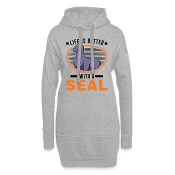 Life is better with a Seal Robbe - Hoodie Dress - heather grey - Front