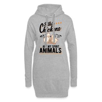 Silk Chicken Spirit Animal Silkie Chicken - Sweat-shirt à capuche long Femme - gris chiné - Devant