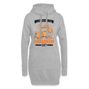 J’aime vraiment les tatous, ok tatou - Sweat-shirt à capuche long Femme - gris chiné - Devant