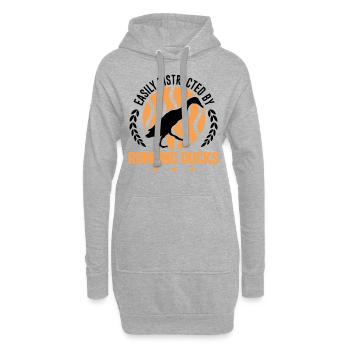 Facilement distrait par Running Ducks Laufente - Sweat-shirt à capuche long Femme - gris chiné - Devant