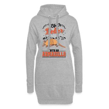 Life is better with an Armadillo Gürteltier - Hoodie Dress - heather grey - Front
