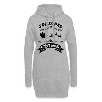 j'peux pas c'est noel noël Noël - Sweat-shirt à capuche long Femme - gris chiné - Devant