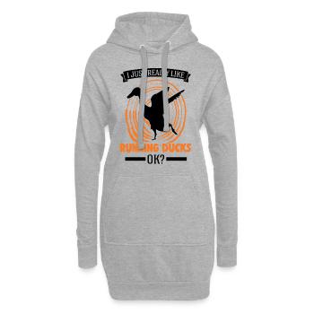 J’aime beaucoup Running Ducks, ok Laufente - Sweat-shirt à capuche long Femme - gris chiné - Devant