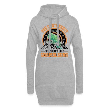 Chameleon Cadeau Caméléon - Sweat-shirt à capuche long Femme - gris chiné - Devant