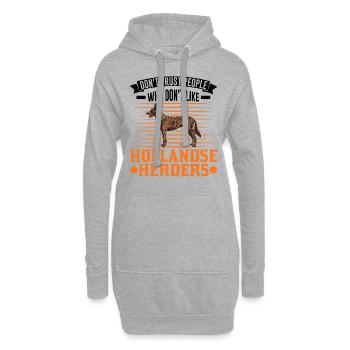 Hollandse Herder Hollandse Herderdshond - Hoodie-Kleid - Grau meliert - Vorne