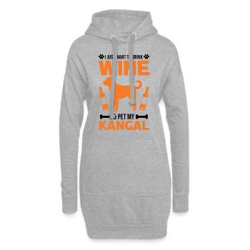 Kangal und Wein Anatolischer Hirtenhund - Hoodie-Kleid - Grau meliert - Vorne