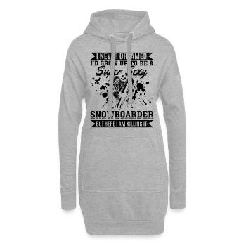 Snowboarden Snowboard Super Sexy Snowboarder - Hoodie-Kleid - Grau meliert - Vorne
