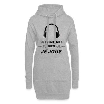 Je n’entends rien je joue. - Sweat-shirt à capuche long Femme - gris chiné - Devant