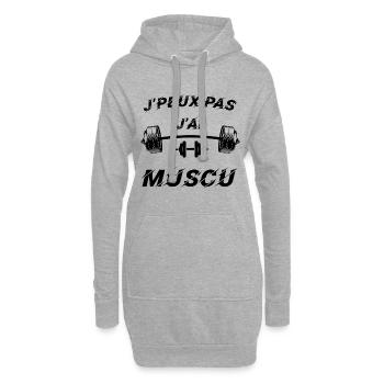 J peux pas j ai muscu - Sweat-shirt à capuche long Femme - gris chiné - Devant