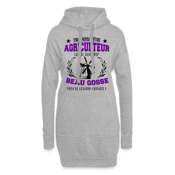j'ai choisi d'être agriculteur beau gosse - Sweat-shirt à capuche long Femme - gris chiné - Devant
