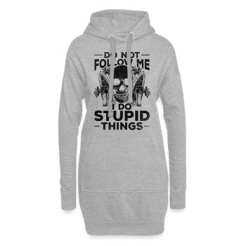 Surfer Suivez-moi Je fais des choses stupides planche de surf - Sweat-shirt à capuche long Femme - gris chiné - Devant