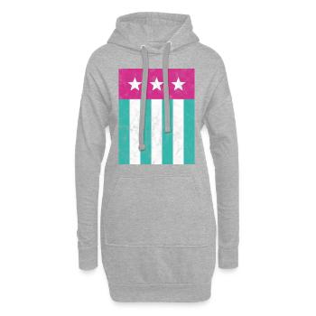 Étoiles et rayures Drapeau Rose Vert - Sweat-shirt à capuche long Femme - gris chiné - Devant