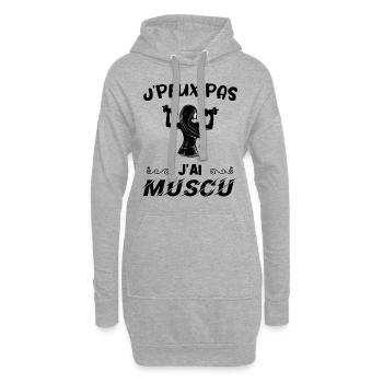 J peux pas j ai muscu - Sweat-shirt à capuche long Femme - gris chiné - Devant