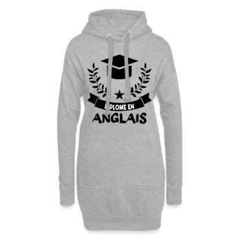 diplômé en anglais. - Sweat-shirt à capuche long Femme - gris chiné - Devant