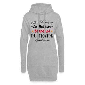 Meilleure maman cadeau fête des mères #supermaman. - Sweat-shirt à capuche long Femme - gris chiné - Devant