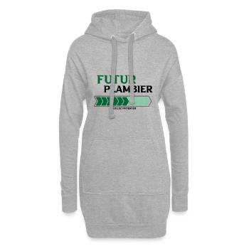 futur plombier - Sweat-shirt à capuche long Femme - gris chiné - Devant