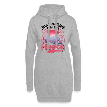Juste une fille qui aime Hippo Hippo Hippo Hippo Hippo Hippo - Sweat-shirt à capuche long Femme - gris chiné - Devant