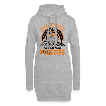 Taube Geschenk Taubenzüchter Brieftaube - Hoodie-Kleid - Grau meliert - Vorne