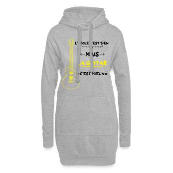l'école c'est bien mais la guitar c'est mieux - Sweat-shirt à capuche long Femme - gris chiné - Devant