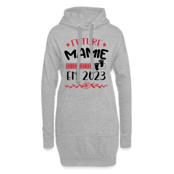 Bientôt Mamie - Mamy - Naissance - Bébé - Enfant - Sweat-shirt à capuche long Femme - gris chiné - Devant