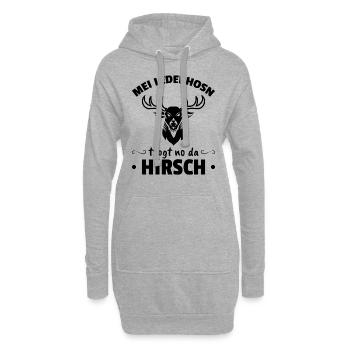 Meine Lederhosn trogt no da Hirsch - Hoodie-Kleid - Grau meliert - Vorne
