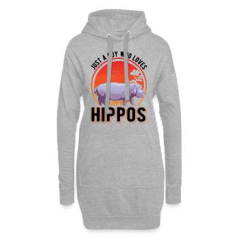 Juste un garçon qui aime Hippo Hippo Hippo Hippo Hippo Hippo - Sweat-shirt à capuche long Femme - gris chiné - Devant