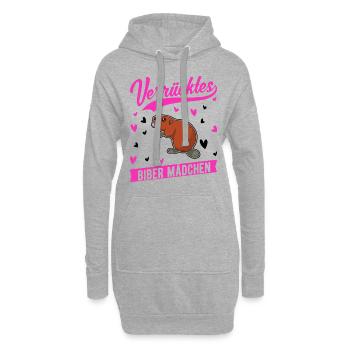 Verrücktes Biber Mädchen - Hoodie-Kleid - Grau meliert - Vorne