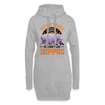 Nilpferd Liebhaber Hippo Flusspferd - Hoodie-Kleid - Grau meliert - Vorne