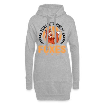 Facilement distrait par Foxes Fuchs - Sweat-shirt à capuche long Femme - gris chiné - Devant