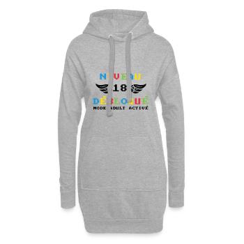 Niveau 18 Débloqué mode adult activé - Sweat-shirt à capuche long Femme - gris chiné - Devant
