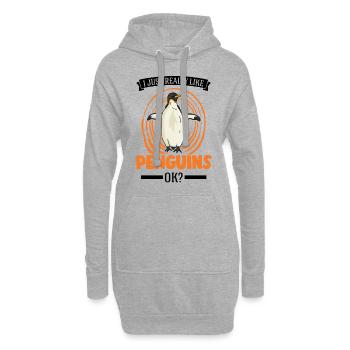 J’aime vraiment Penguins Penguin - Sweat-shirt à capuche long Femme - gris chiné - Devant